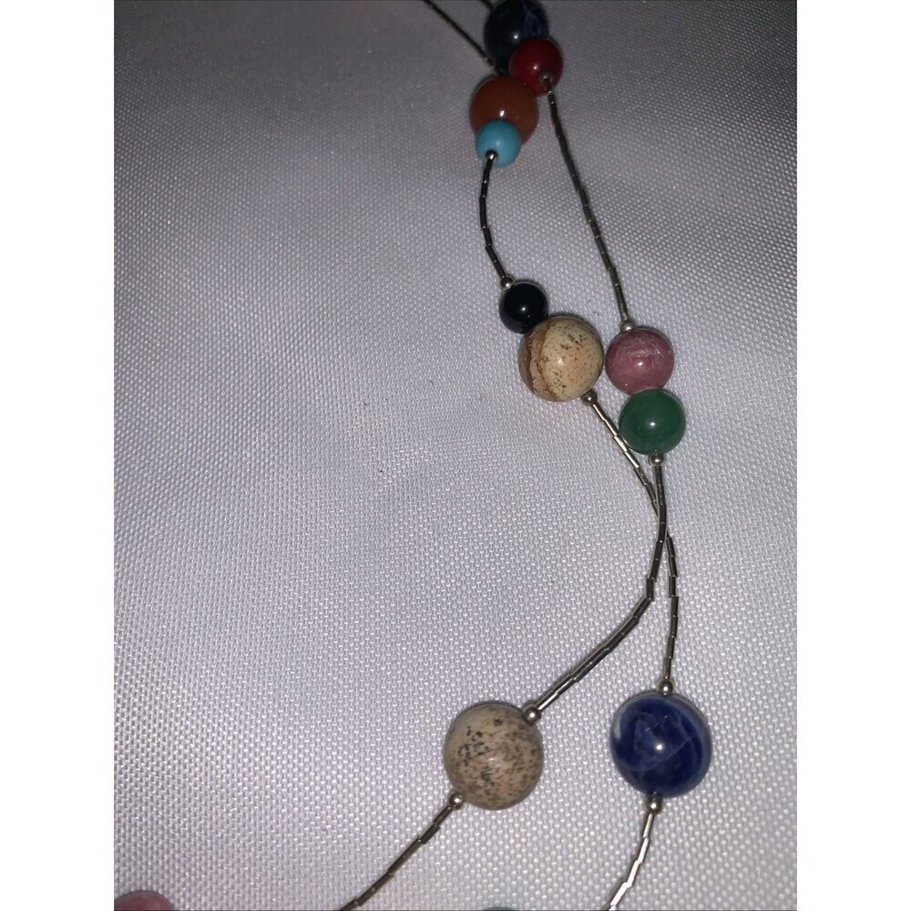 Carolyn Pollack 925 Liquid Sterling Beads Polish Stone Beads Necklace 16-17 Inch - Picture 9 of 9